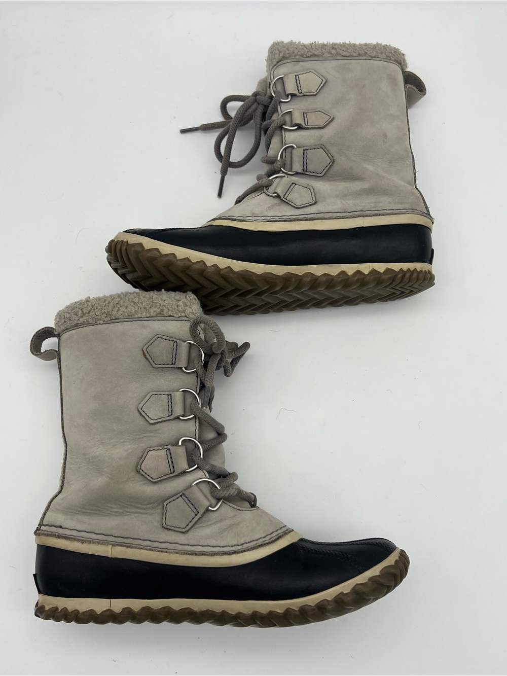 Sorel Women's 8.5 Caribou Slim winter boots Quarry Grey shoes leather duck - Picture 6 of 7